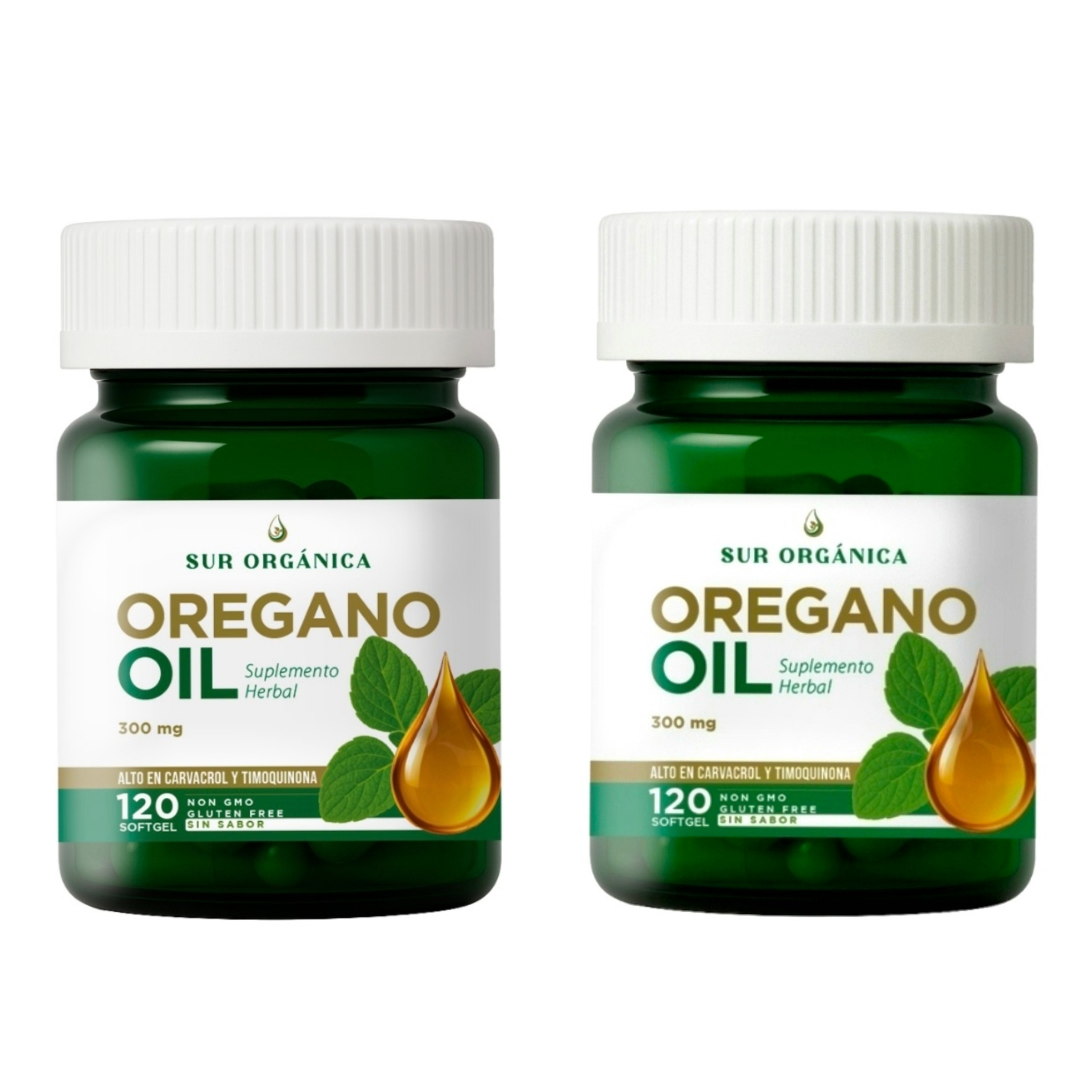 PACK Aceite De Oregano 300 Mg 120 Softgels,Sur Organica Sin Sabor