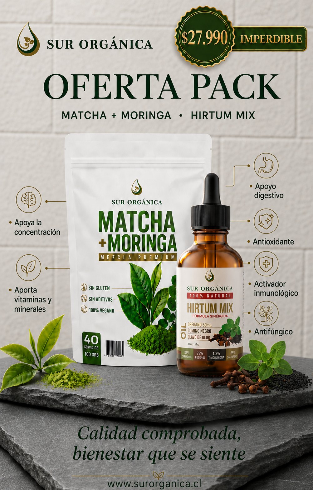 Pack Matcha/Moringa+ Aceite de Oregano Hitum Mix